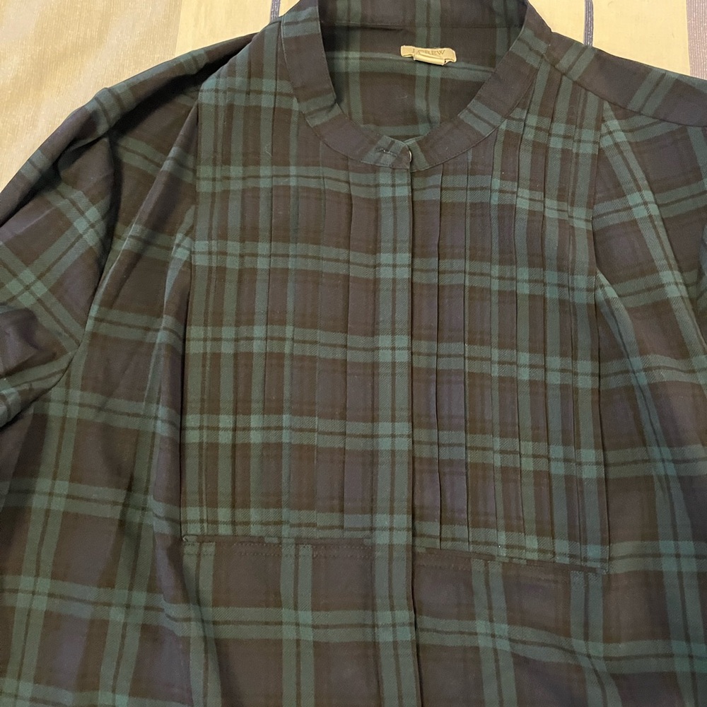 J. Crew Navy and Green Plaid Shirt